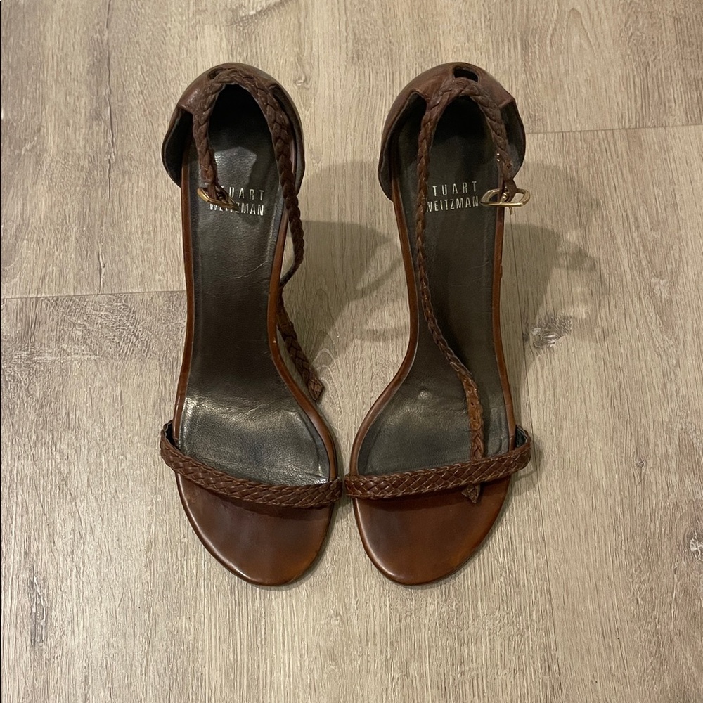 Stuart Weitzman Tan Braided Heels